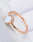 Light Gray 18K Rose Gold-Plated Pear Shape Natural Moonstone Ring