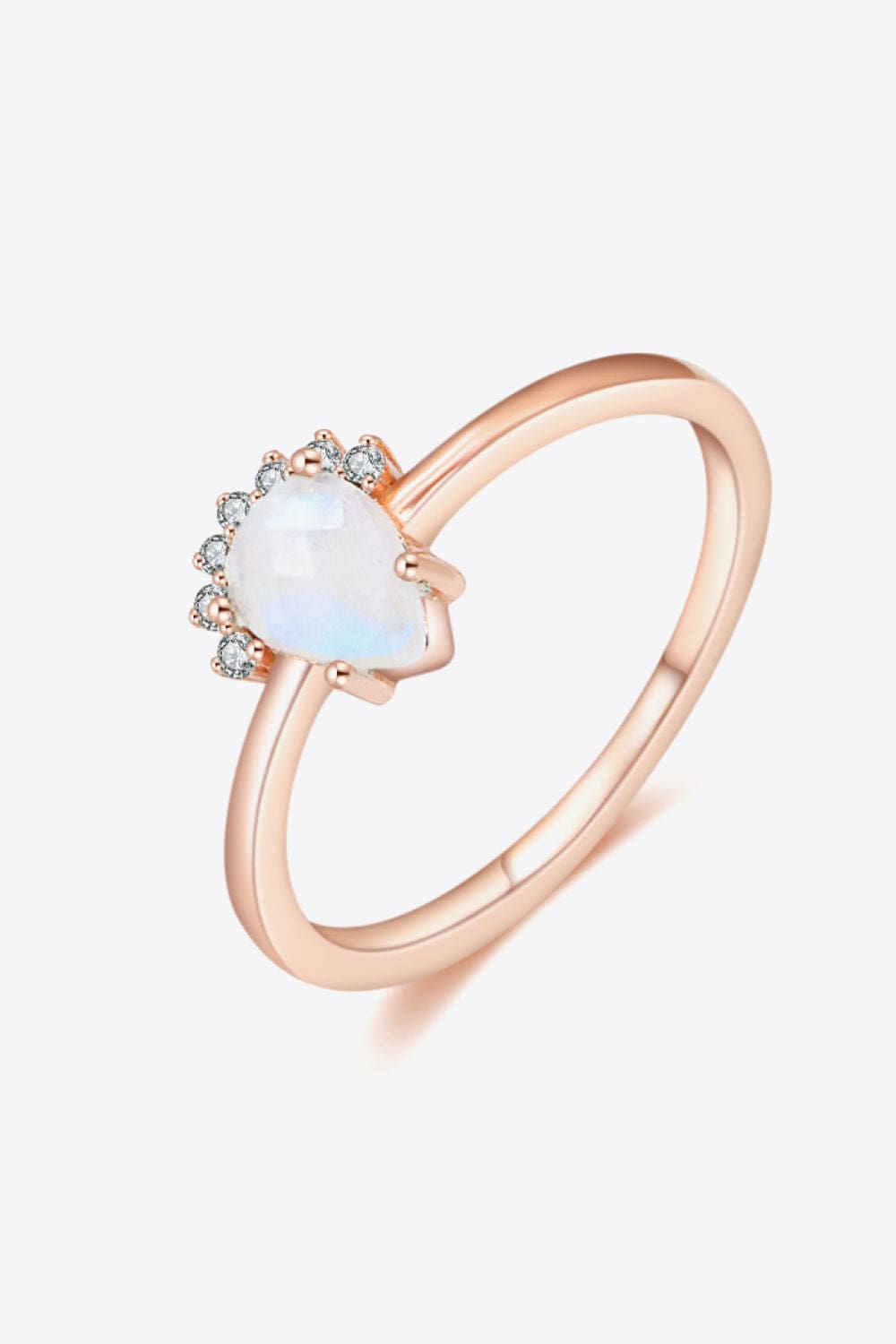 White Smoke 18K Rose Gold-Plated Pear Shape Natural Moonstone Ring