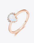 White Smoke 18K Rose Gold-Plated Pear Shape Natural Moonstone Ring