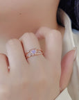 Rosy Brown Moonstone Heart 925 Sterling Silver Ring