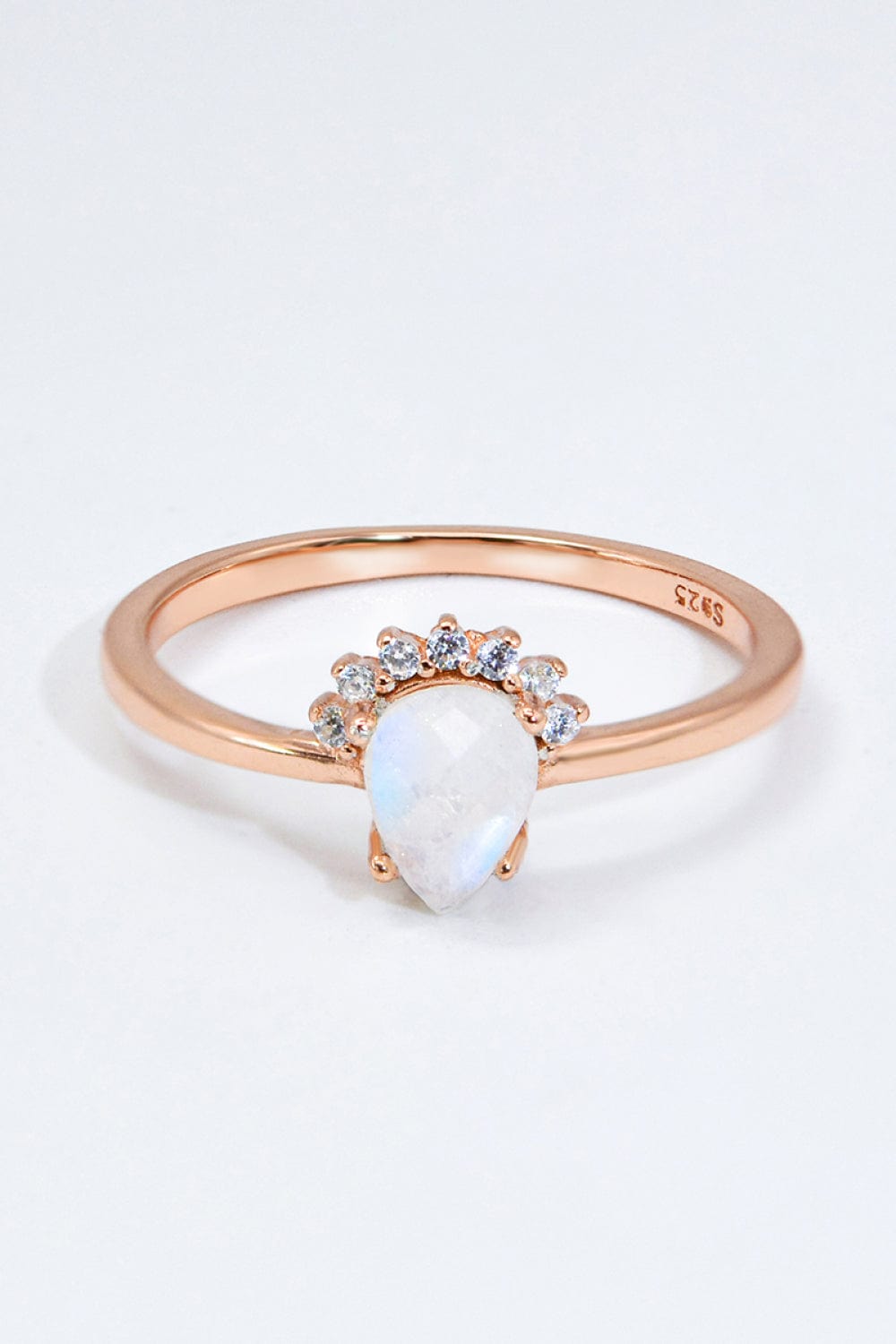 Lavender 18K Rose Gold-Plated Pear Shape Natural Moonstone Ring