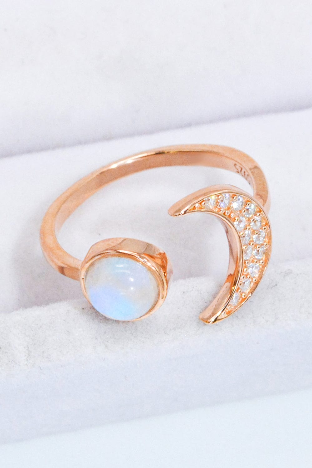 Lavender Natural Moonstone and Zircon Sun &amp; Moon Open Ring