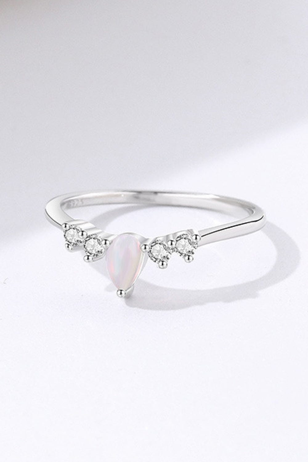 Lavender Pear Shape Opal Inlaid Zircon Ring