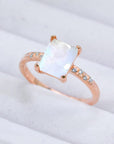 Light Gray Square Moonstone Ring