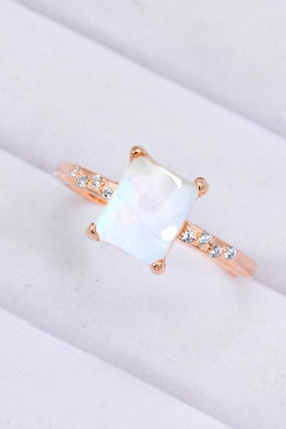 Light Gray Square Moonstone Ring