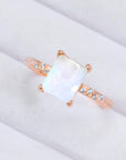 Light Gray Square Moonstone Ring