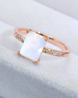 Light Gray Square Moonstone Ring