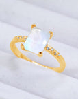 Light Gray Square Moonstone Ring