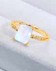 Light Gray Square Moonstone Ring