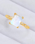 Light Gray Square Moonstone Ring