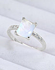 Light Gray Square Moonstone Ring