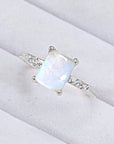 Light Gray Square Moonstone Ring