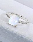 Light Gray Square Moonstone Ring