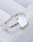 Light Gray Square Moonstone Ring