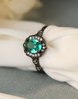 Dark Gray 925 Sterling Silver Paraiba Tourmaline 4-Prong Ring