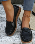 Dark Gray Weave Wedge Heeled Loafers