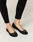 Black Forever Link Metal Buckle Flat Loafers