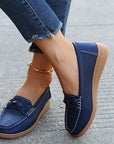 Gray Weave Wedge Heeled Loafers