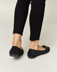 Black Forever Link Metal Buckle Flat Loafers