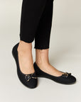 Black Forever Link Metal Buckle Flat Loafers