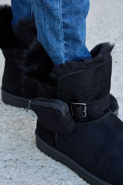 Black Forever Link Plush Thermal Flat Boots