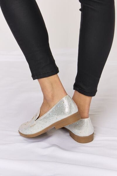 Dark Slate Gray Forever Link Rhinestone Point Toe Loafers