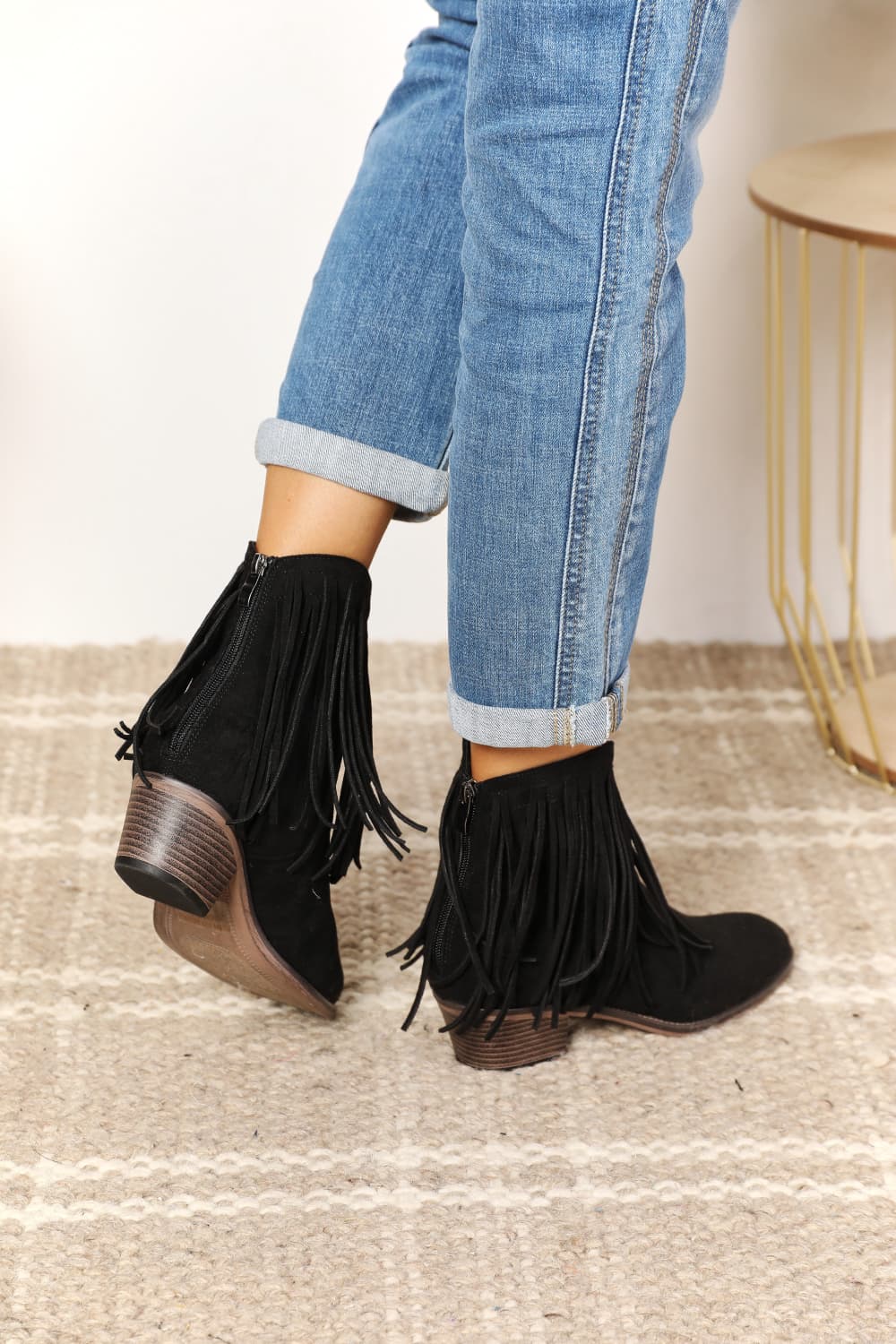 Light Gray Legend Women&#39;s Fringe Cowboy Western Ankle Boots