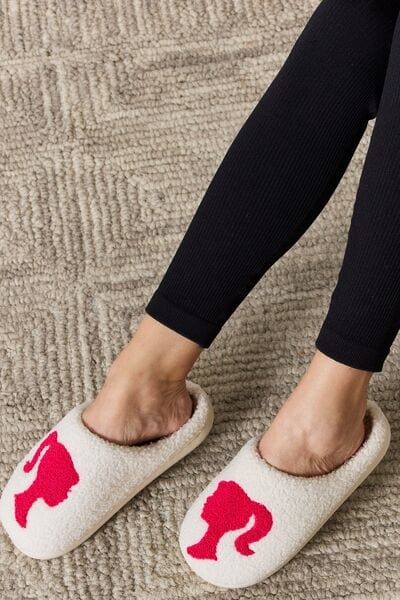 Rosy Brown Melody Graphic Cozy Slippers