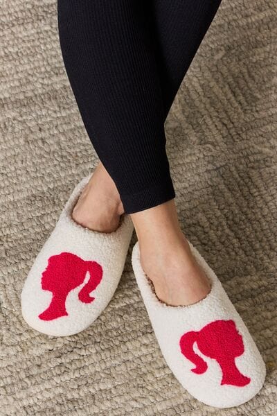 Rosy Brown Melody Graphic Cozy Slippers