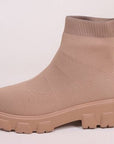 Rosy Brown Mesh Round Toe Platform Boots