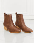 Lavender MMShoes Love the Journey Stacked Heel Chelsea Boot in Chestnut