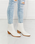 Light Gray MMShoes Love the Journey Stacked Heel Chelsea Boot in White