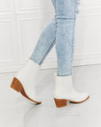 Light Gray MMShoes Love the Journey Stacked Heel Chelsea Boot in White