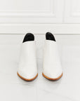 Beige MMShoes Trust Yourself Embroidered Crossover Cowboy Bootie in White