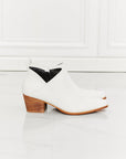 Beige MMShoes Trust Yourself Embroidered Crossover Cowboy Bootie in White