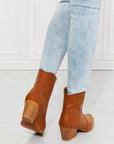 Light Gray MMShoes Watertower Town Faux Leather Western Ankle Boots in Ochre