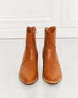 Beige MMShoes Watertower Town Faux Leather Western Ankle Boots in Ochre