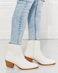 Light Gray MMShoes Watertower Town Faux Leather Western Ankle Boots in White