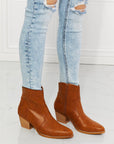 Light Gray MMShoes Watertower Town Faux Leather Western Ankle Boots in Ochre