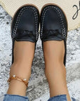 Gray Weave Wedge Heeled Loafers