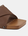 White Smoke Weeboo Step Into Summer Criss Cross Wooden Clog Mule in Brown