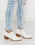 Light Gray MMShoes Trust Yourself Embroidered Crossover Cowboy Bootie in White