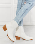 Light Gray MMShoes Watertower Town Faux Leather Western Ankle Boots in White