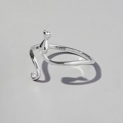 Gray Cat Shape 925 Sterling Silver Ring