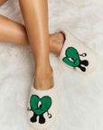 Light Gray Melody Love Heart Print Plush Slippers