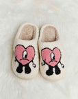 Light Gray Melody Love Heart Print Plush Slippers