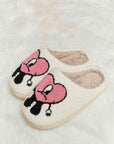 Light Gray Melody Love Heart Print Plush Slippers