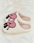 Light Gray Melody Love Heart Print Plush Slippers