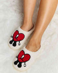 Light Gray Melody Love Heart Print Plush Slippers