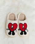 Light Gray Melody Love Heart Print Plush Slippers